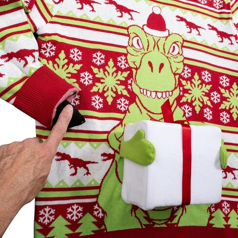 T-Rex Santa Hat 3D Interactive Gift Box Funny Ugly Christmas Sweater in Saudi Arabia