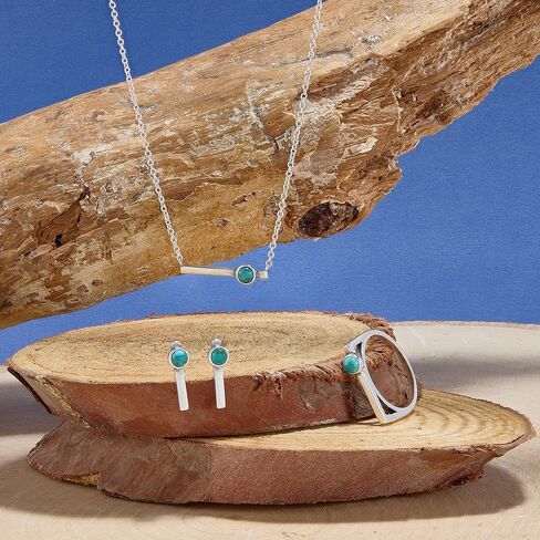 Silpada 'Silver Lining' Sterling Silver Compressed Teal Turquoise Necklace, 18" + 2" in Saudi Arabia
