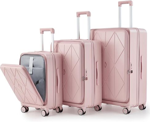 4 Piece Expandable Hardshell Pink Luggage Sets with Spinner Wheels, Lightweight Travel Suitcase Set with TSA Locks, 20 inch Carry On for Women (Pink, 4 Piece Set) in Saudi Arabia