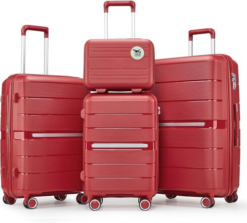 4 Piece Expandable Hardshell Pink Luggage Sets with Spinner Wheels, Lightweight Travel Suitcase Set with TSA Locks, 20 inch Carry On for Women (Pink, 4 Piece Set) in Saudi Arabia