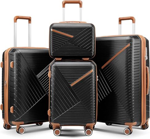 4 Piece Expandable Hardshell Pink Luggage Sets with Spinner Wheels, Lightweight Travel Suitcase Set with TSA Locks, 20 inch Carry On for Women (Pink, 4 Piece Set) in Saudi Arabia