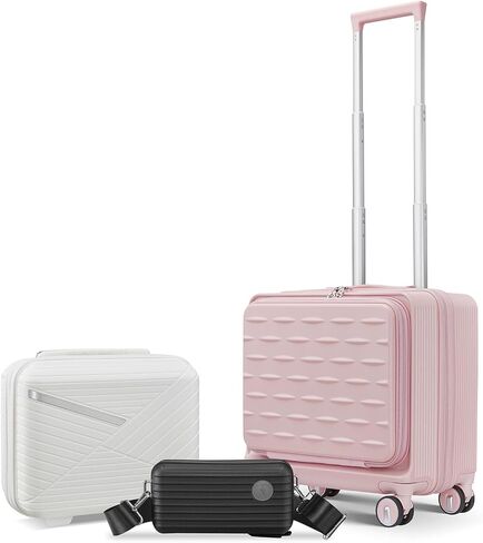 4 Piece Expandable Hardshell Pink Luggage Sets with Spinner Wheels, Lightweight Travel Suitcase Set with TSA Locks, 20 inch Carry On for Women (Pink, 4 Piece Set) in Saudi Arabia