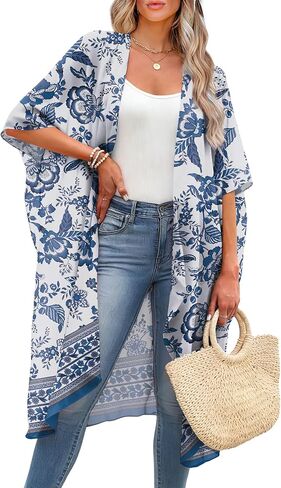 OFEEFAN Kimonos for Women Swimsuit Coverup Beach Casual Loose Cardigans for Swimwear in Kuwait