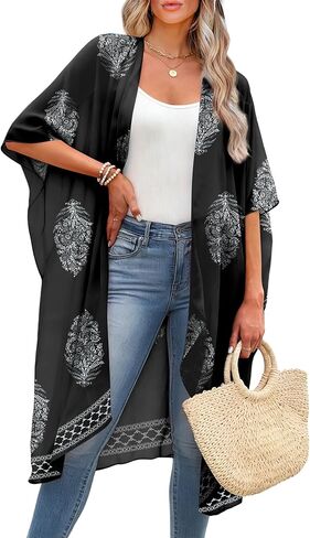 OFEEFAN Kimonos for Women Swimsuit Coverup Beach Casual Loose Cardigans for Swimwear in Kuwait