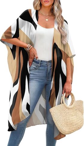OFEEFAN Kimonos for Women Swimsuit Coverup Beach Casual Loose Cardigans for Swimwear in Kuwait