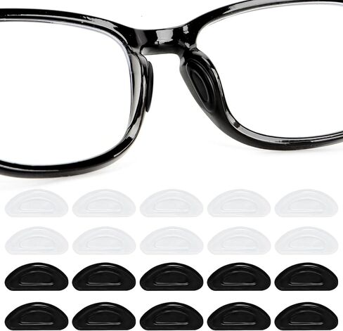 وسادات أنف للنظارات، وسادة أنف من السيليكون مضادة للانزلاق للنظارات، وسادة أنف لاصقة بديلة ناعمة غير قابلة للانزلاق للنظارات الشمسية للإطارات البلاستيكية للنظارات الشمسية 1 مم (5 أسود و5 شفاف) in Kuwait