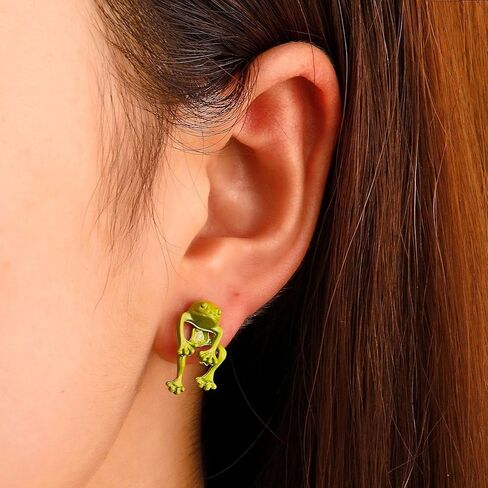 Womens Silver Frog Earrings Vintage Frog Shape Earrings Cute Animal Earrings Frog Jewelry Birthday Christmas in Saudi Arabia