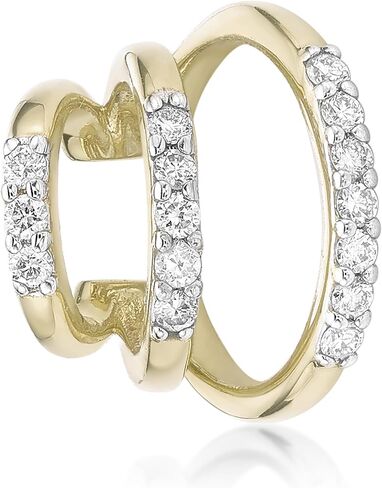 سوار أذن ثلاثي من الألماس 1/6 قيراط من Lavari Jewellers للنساء - غطاء أذن من الفضة الإسترلينية عيار 18 قيراط مطلي بالذهب الأصفر عيار 925 من الفضة الإسترلينية للنساء - مجوهرات مضادة للحساسية - بساطة أنيقة in Saudi Arabia