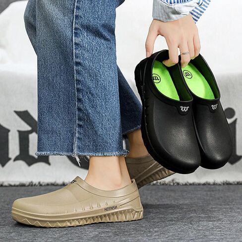 ihinzry Chef Clogs Non-Slip Waterproof Oil-Proof Solid Work Clogs for Restaurant Staff - Lightweight Kitchen Shoes Slip Resistant Professional Food Service Footwear in Saudi Arabia