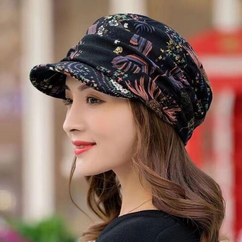 Women Visor Hat Polyester Warm Beanie Caps Short Version Headwear Wrap Women(Black) in Saudi Arabia