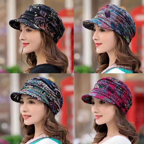 Women Visor Hat Polyester Warm Beanie Caps Short Version Headwear Wrap Women(Black) in Saudi Arabia
