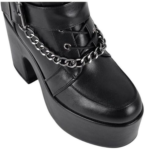 Only maker Women’s Platform Gothic Style Boots-Chunky High Heel Chain Detail Side Zipper-Punk Rock Ankle Boots for Party Clubwear Cosplay in Saudi Arabia