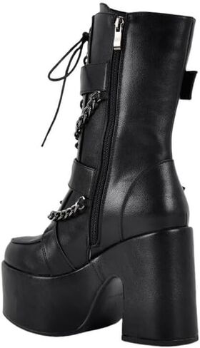 Only maker Women’s Platform Gothic Style Boots-Chunky High Heel Chain Detail Side Zipper-Punk Rock Ankle Boots for Party Clubwear Cosplay in Saudi Arabia