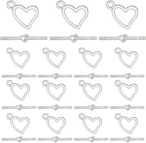 1 Box 120 Sets Heart Toggle Clasp Silver Toggle Bracelet Clasps Bulk Tibetan Style Alloy T-bar Closure Jewelry Clasp Connectors for Jewelry Making Pendants Bracelet Necklace Earring DIY Craft in Saudi Arabia
