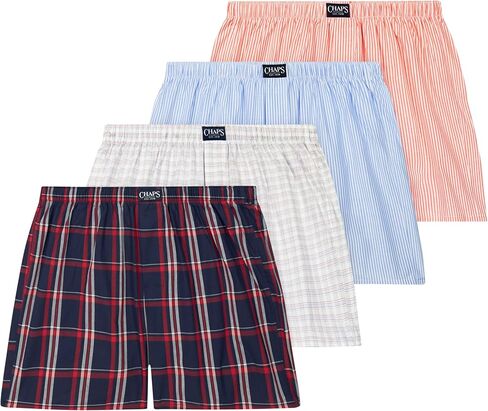 Chaps Men's Underwear, Cotton Woven Boxers, Breathable, 4-Pack in Saudi Arabia