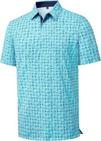 Alimens & Gentle Mens Polo Shirts Short Sleeve Printed Golf Shirt Moisture Wicking Dry Fit Collared Business Casual Tennis in Saudi Arabia