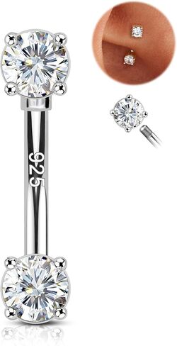 COCHARM 925 Sterling Silver Rook Piercing Jewelry, 16g Eyebrow Ring, Eyebrow Piercing, 6mm-8mm Rook Earring, Vertical Lip Labret Piercing Jewelry for Women Men in Saudi Arabia
