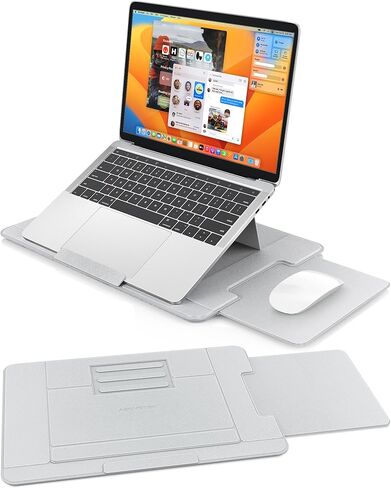 AboveTEK Adjustable Laptop Lap Desk, 3 Ergonomic Angles, PU Leather Non-Slip Surface, Heat Shield, Retractable Mouse Pad, Portable Laptop Lap pad Workstation for Bed, Sofa, Travel in Saudi Arabia
