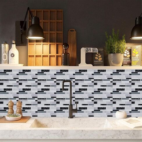 10Pc Tile Sticker Kitchen Bathroom Wall Sticker Decoration Mosaic DIY Waterproof Wall Tile Decals in Saudi Arabia