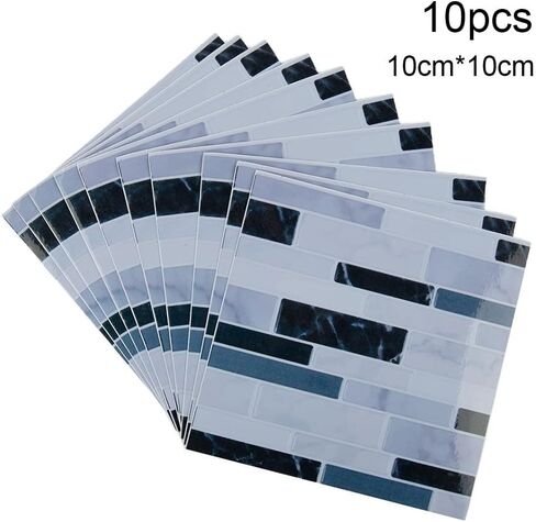 10Pc Tile Sticker Kitchen Bathroom Wall Sticker Decoration Mosaic DIY Waterproof Wall Tile Decals in Saudi Arabia