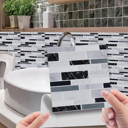 10Pc Tile Sticker Kitchen Bathroom Wall Sticker Decoration Mosaic DIY Waterproof Wall Tile Decals in Saudi Arabia
