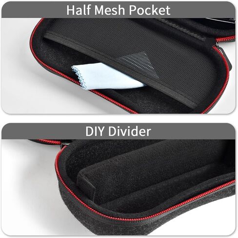 Double Sunglasses Case Organizer, Dual Eyeglass Men Travel Box with Divider & Half Mesh Pocket, Hard Shell Protective Women Glasses Holder with Zippers and Detachable Wrist Strap – (Bag Only) in Saudi Arabia