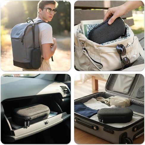 Double Sunglasses Case Organizer, Dual Eyeglass Men Travel Box with Divider & Half Mesh Pocket, Hard Shell Protective Women Glasses Holder with Zippers and Detachable Wrist Strap – (Bag Only) in Saudi Arabia