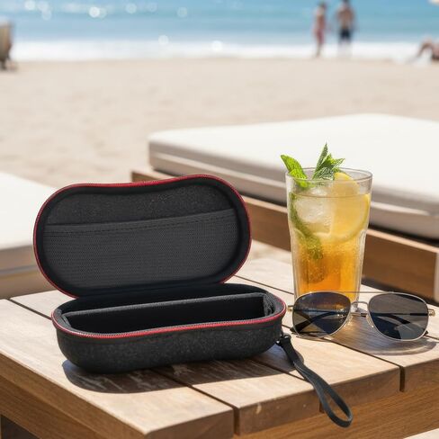 Double Sunglasses Case Organizer, Dual Eyeglass Men Travel Box with Divider & Half Mesh Pocket, Hard Shell Protective Women Glasses Holder with Zippers and Detachable Wrist Strap – (Bag Only) in Saudi Arabia