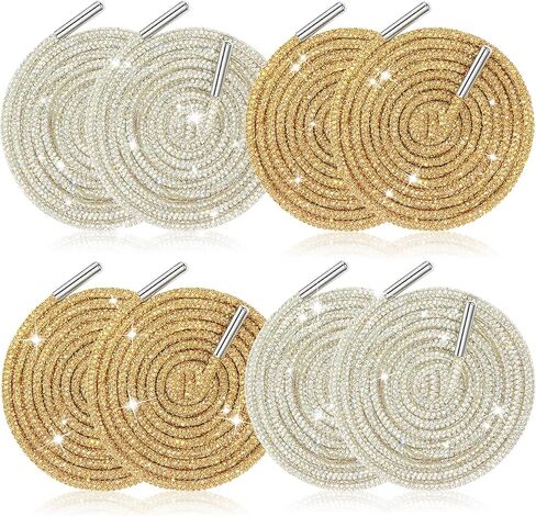 8 pcs Rhinestone Shoe Laces 47" Rhinestone Glitter Rope Bling Round Shoe Laces for Sneakers Hoodie Strings in Saudi Arabia