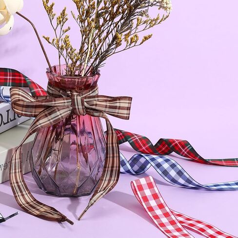 5 Pairs Ribbon Shoe Laces Cute Gingham Colorful Flat Satin Checkered Soft Silk Snow Yarn Shoestrings Wide Plaid Ties Shoelaces for Women Sports Sneakers Shoes in Saudi Arabia