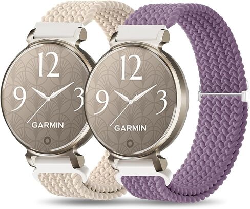 2 Pack Braid Nylon Bands Compatible with Garmin Lily 2 Active, 14mm Stretchy Nylon Soft Loop Straps Quick Release Replacement Adjustable Wristband for Lily 2/2 Classic Smart Watch Accessory for Women in Saudi Arabia