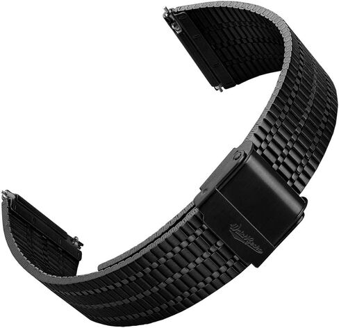 WatchGecko Classic Retro Stainless Steel Watch Strap, Brushed And Polished, Foldover Clasp, Quick-Release Spring Bars, Multi Colours - 18mm, 20mm, 22mm in Saudi Arabia