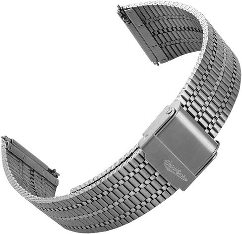 WatchGecko Classic Retro Stainless Steel Watch Strap, Brushed And Polished, Foldover Clasp, Quick-Release Spring Bars, Multi Colours - 18mm, 20mm, 22mm in Saudi Arabia