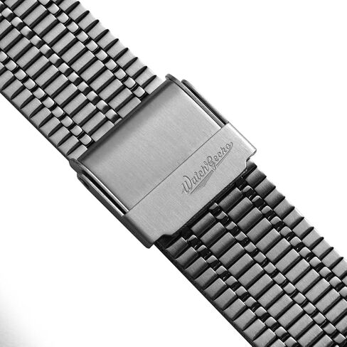 WatchGecko Classic Retro Stainless Steel Watch Strap, Brushed And Polished, Foldover Clasp, Quick-Release Spring Bars, Multi Colours - 18mm, 20mm, 22mm in Saudi Arabia