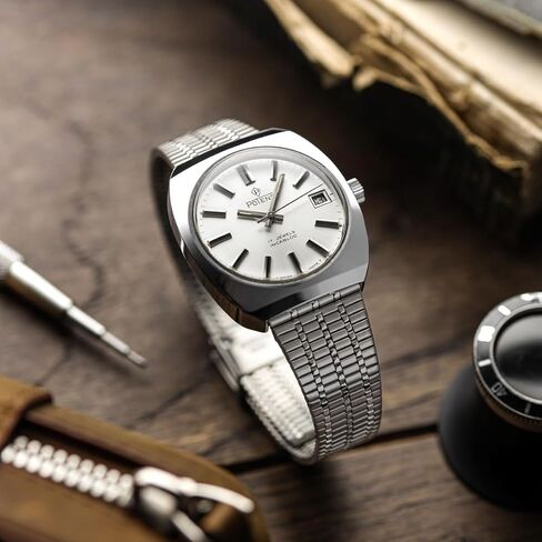WatchGecko Classic Retro Stainless Steel Watch Strap, Brushed And Polished, Foldover Clasp, Quick-Release Spring Bars, Multi Colours - 18mm, 20mm, 22mm in Saudi Arabia