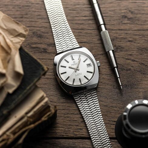 WatchGecko Classic Retro Stainless Steel Watch Strap, Brushed And Polished, Foldover Clasp, Quick-Release Spring Bars, Multi Colours - 18mm, 20mm, 22mm in Saudi Arabia