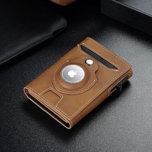 Smart Airtag Wallet for Men Slim: Pop up Card Wallet with Airtag Holder - Apple Air tag Wallet with Cash Strap - RFID Leather Trifold Wallet Men for Gifts in Saudi Arabia