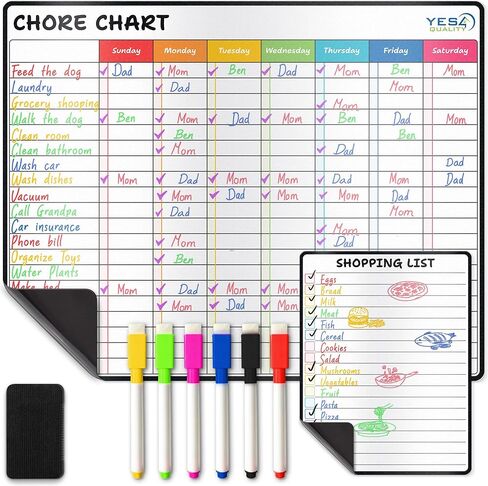 Dry Erase Magnetic Whiteboard (16" x 12") w/Non-Slip Stand, Portable Desktop White Board for Kids w/ 10 Markers, 4 Magnets & 1 Eraser, Double-Sided Writing for Students & Office Use by Yes4Quality in Saudi Arabia
