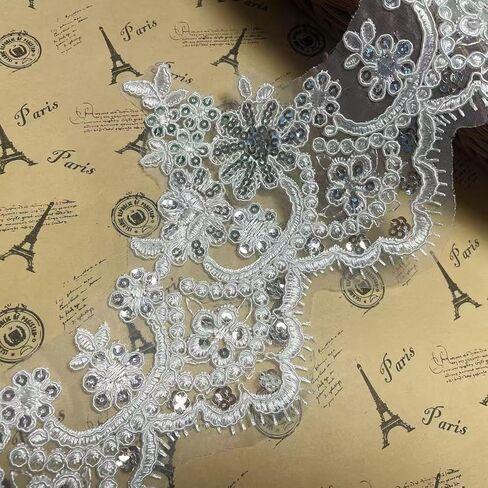 عرض 13 سم حبة تاج نمط غير مرن مطرز من الدانتيل، ستارة مفرش المائدة غطاء منزلق ملابس الزفاف DIY / الإكسسوارات. (3 ياردات في عبوة واحدة) (أسود) in Saudi Arabia