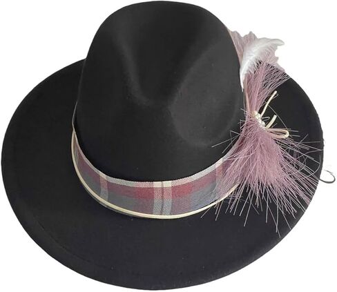 Classic Wide Brim Fedora Hat for Women Floppy Panama Hat for Party Wedding Fascinator Hat with Band Sun Protection 2025 in Saudi Arabia