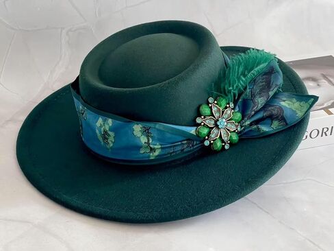 Classic Wide Brim Fedora Hat for Women Floppy Panama Hat for Party Wedding Fascinator Hat with Band Sun Protection 2025 in Saudi Arabia