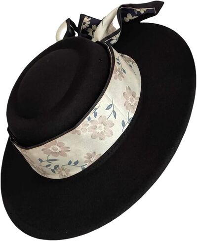 Classic Wide Brim Fedora Hat for Women Floppy Panama Hat for Party Wedding Fascinator Hat with Band Sun Protection 2025 in Saudi Arabia