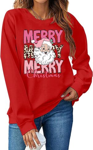 Christmas Sweatshirt for Women Merry Christmas Shirt Xmas Tree Long Sleeve Vacation Pullover Christian Tops Beige in Saudi Arabia