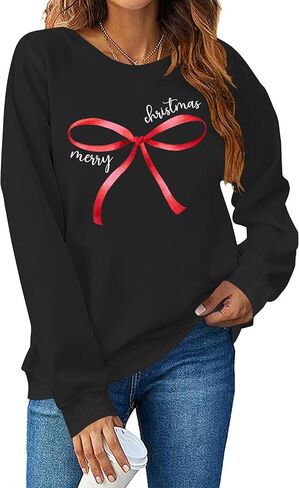 Christmas Sweatshirt for Women Merry Christmas Shirt Xmas Tree Long Sleeve Vacation Pullover Christian Tops Beige in Saudi Arabia