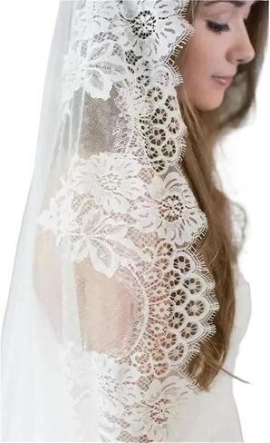 White/Ivory Wedding Veil 3.0m Long Comb Lace Mantilla Cathedral Bridal Veils Wedding Accessories For Women in Saudi Arabia