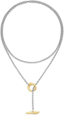 Dainty Lariat Y Necklaces for Women Silver and Gold Plated Layered Two Tone Link Chains Toggle T Bar Long Pendant Necklaces Mixed Metal Jewelry Gifts in Saudi Arabia