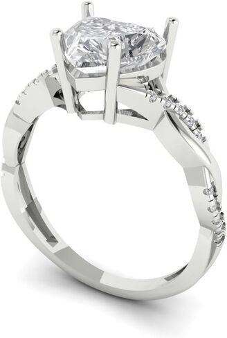 Clara Pucci Yellow/Rose/White 14k Gold Solitaire W/Accents anniversary Engagement Promise Ring - 2.1Ct Heart Cut Simulated Diamond in Saudi Arabia