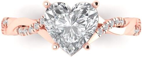 Clara Pucci Yellow/Rose/White 14k Gold Solitaire W/Accents anniversary Engagement Promise Ring - 2.1Ct Heart Cut Simulated Diamond in Saudi Arabia