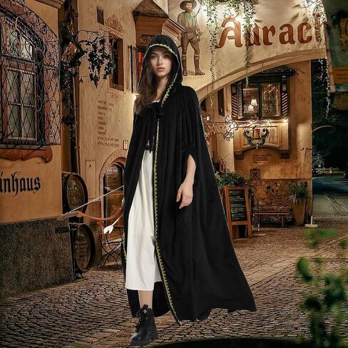 Charm&Cstay Renaissance Cloak with Hood for Women, Plus Size Velvet Hooded Cloak for Women, Medieval Cape for Halloween in Saudi Arabia