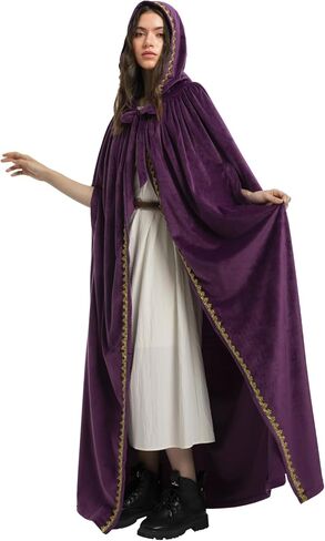 Charm&Cstay Renaissance Cloak with Hood for Women, Plus Size Velvet Hooded Cloak for Women, Medieval Cape for Halloween in Saudi Arabia